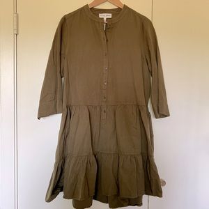 APIECE APART Maurino Drop Waist Mini Dress in Olive. Size M